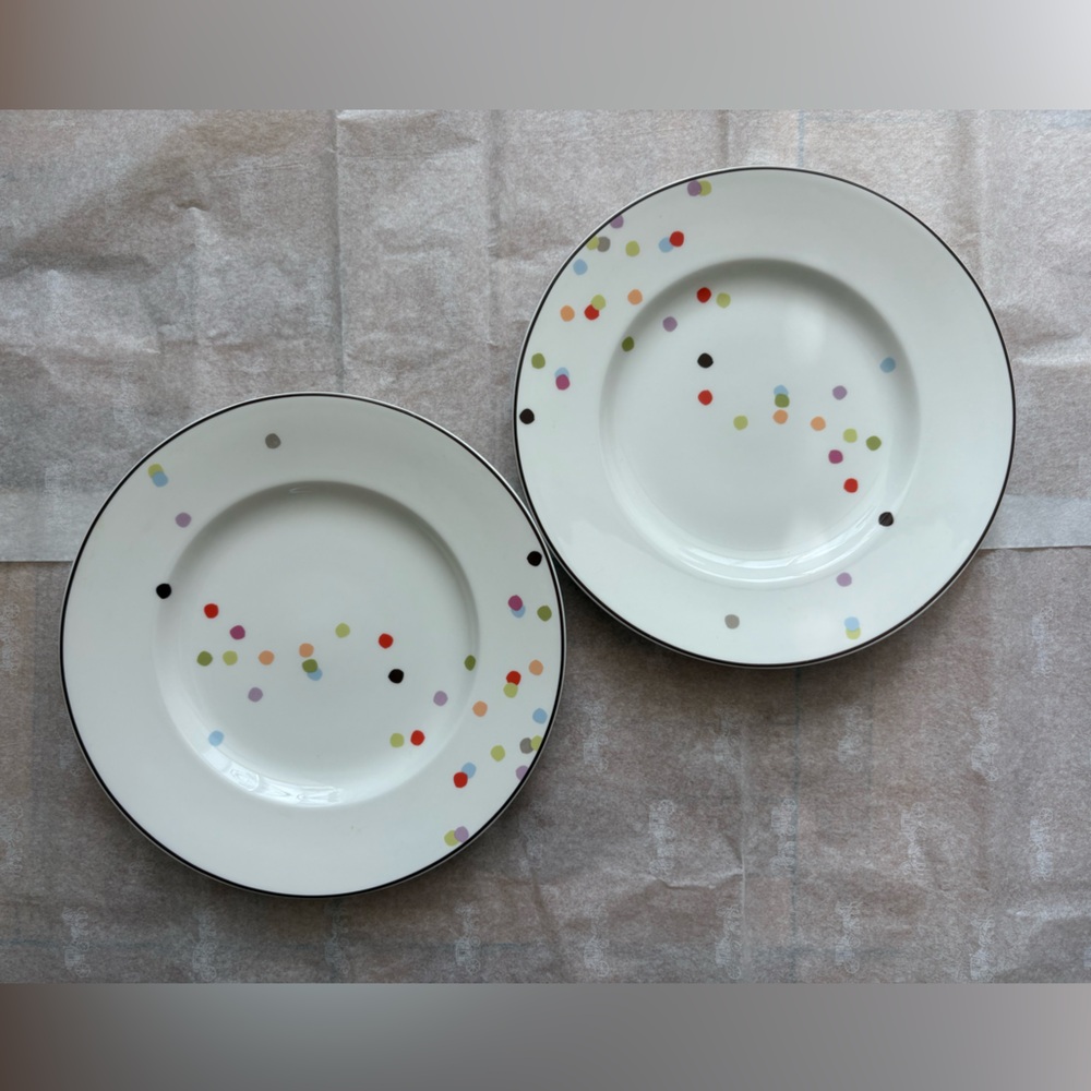 Kate Spade Lenox Market Street Polka Dot Dinner Plate set of 2 porcelain china